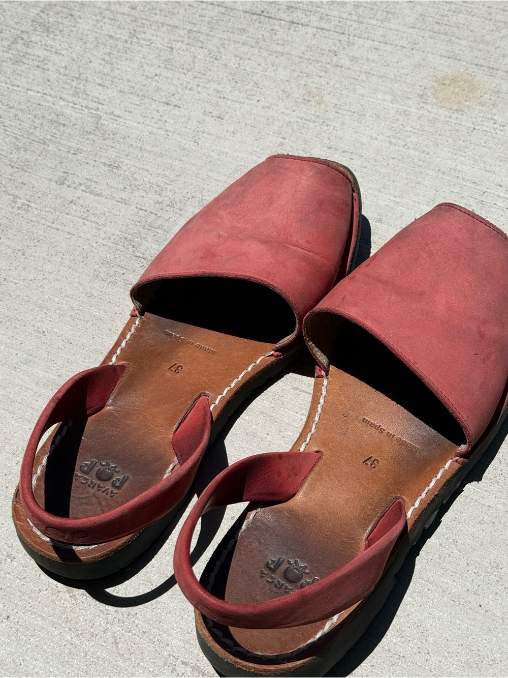 Spain Avarcas Pop size 37 Women's Red Slingback Leather Sandals